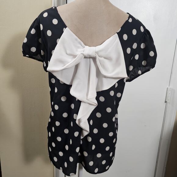 Sweet Pea for New York Company by Stacy Frati Sz M Dot Blouse Bow Lucy Minnie - Picture 3 of 6